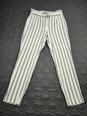 Express striped paperbag waist ankle pants high rise size 4S